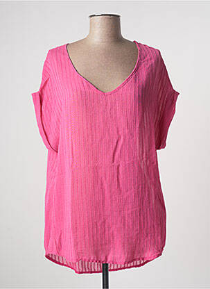 Tunique manches courtes légère et transparente rose PLEASE femme
