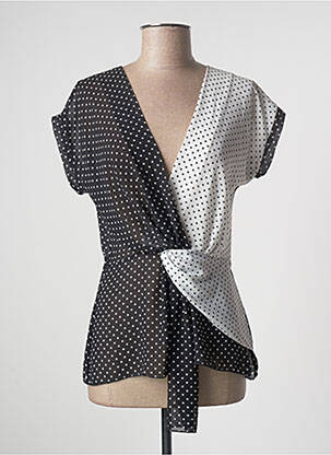Blouse légère et transparente manches courtes noir MADE IN ITALY femme