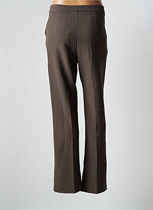 Pantalon droit fermeture zippée sous rabat avec crochet taille normale marron GRACE & MILA femme