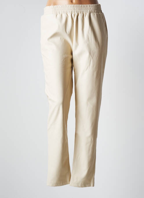 Pantalon slim taille élastique taille haute beige NOT YOUR GIRL femme