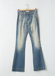 Jean coupe flare coupe droite évasée sur le bas taille haute bleu PLEASE femme