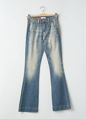 Jean coupe flare coupe droite évasée sur le bas taille haute bleu PLEASE femme