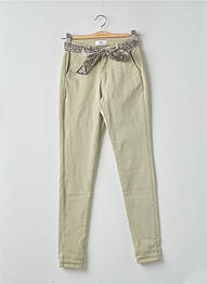 Pantalon chino fermeture zippée sous rabat boutonné taille normale vert LE TEMPS DES CERISES femme