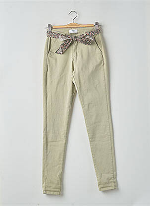 Pantalon chino fermeture zippée sous rabat boutonné taille normale vert LE TEMPS DES CERISES femme