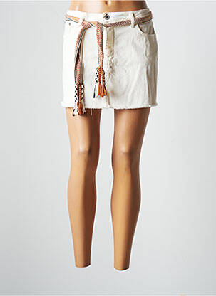 Jupe courte coupe droite beige PLEASE femme