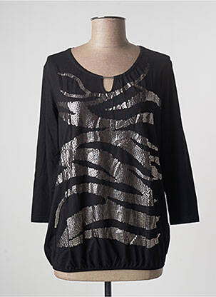 Top tissage jersey manches longues noir JOY OF LIFE femme