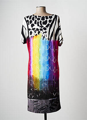 Robe mi-longue manches courtes manches courtes noir HAJO femme