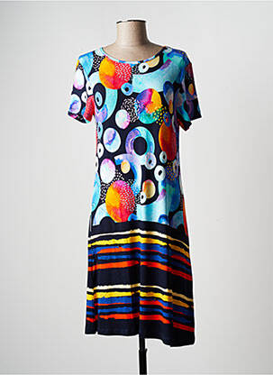 Robe mi-longue manches courtes manches courtes bleu HAJO femme