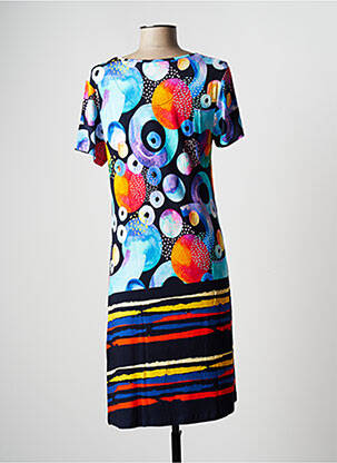Robe mi-longue manches courtes manches courtes bleu HAJO femme