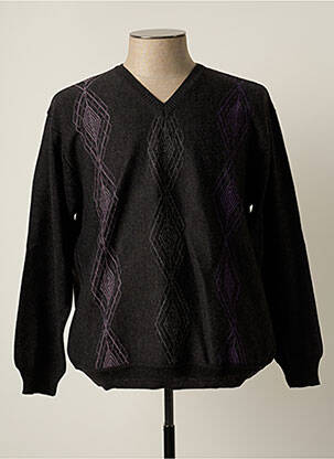 Pull col v manches longues gris FISCHER homme