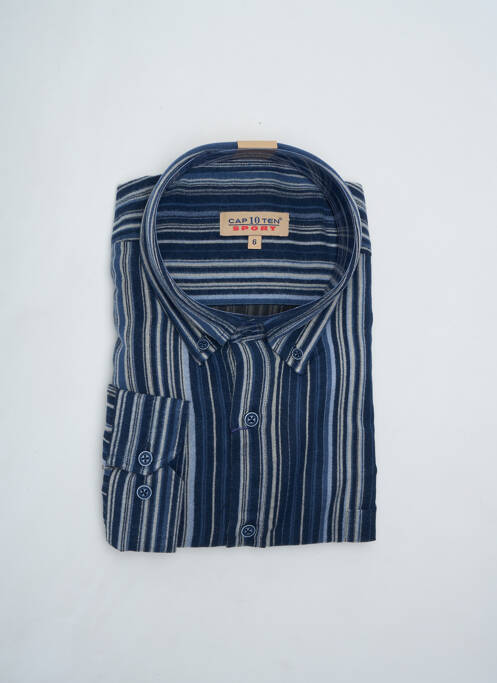 Chemise manches longues imprimé rayures bleu CAP 10 TEN homme