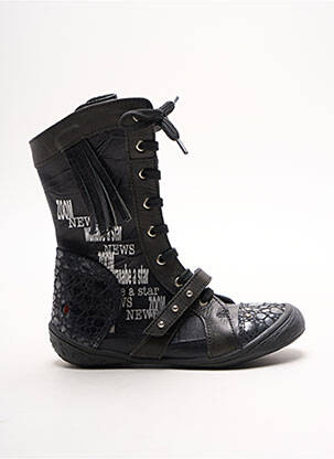 Bottes fermeture zip et lacets bout rond noir GBB fille