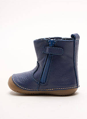 Bottines/boots matière lisse bout rond bleu KICKERS fille