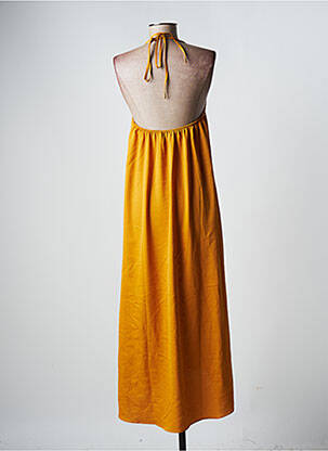 Robe longue manches dos nu fines bretelles jaune LPB femme