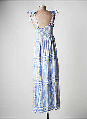 Robe longue manches bretelles ajustables fines bretelles bleu YSABEL MORA femme