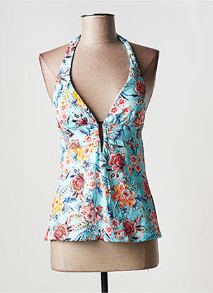 Top de bain effet matière satinée bleu MOONTIDE femme