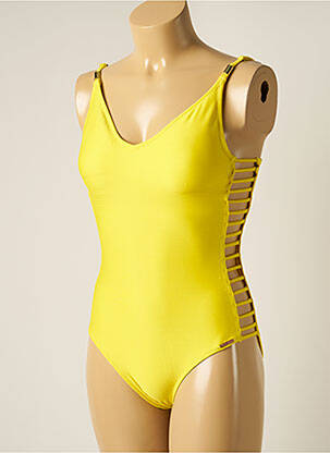 Maillot de bain 1 pièce stretch haut soutien-gorge balconnet jaune YSABEL MORA femme