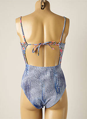 Maillot de bain 1 pièce stretch haut soutien-gorge moulé bleu PIHA femme