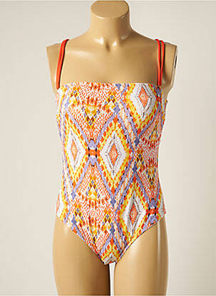 Maillot de bain 1 pièce imprimé fantaisie haut soutien-gorge avec mousse de rembourrage amovible orange BORABORA femme