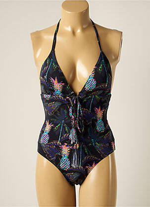 Maillot de bain 1 pièce imprimé fantaisie haut soutien-gorge avec mousse de rembourrage amovible noir DAG ADOM femme
