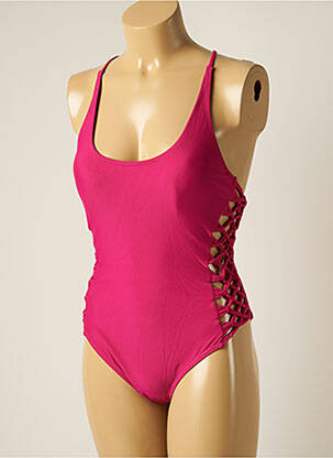Maillot de bain 1 pièce effet matière satinée haut soutien-gorge avec mousse de rembourrage amovible violet YSABEL MORA femme