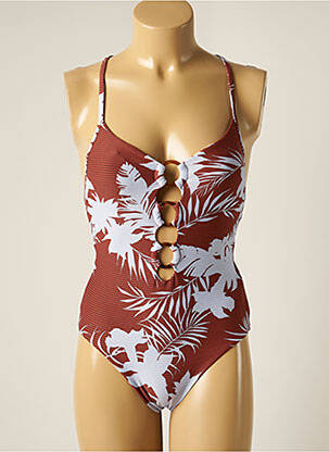 Maillot de bain 1 pièce stretch haut soutien-gorge avec mousse de rembourrage amovible marron SEAFOLLY femme