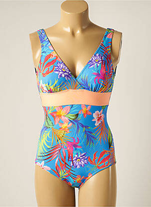 Maillot de bain 1 pièce stretch haut soutien-gorge avec mousse de rembourrage amovible bleu SUN PLAYA femme