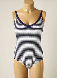 Maillot de bain 1 pièce bretelles élastiquées bleu CHERRY BEACH femme