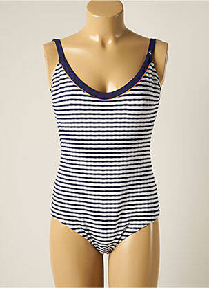 Maillot de bain 1 pièce bretelles élastiquées bleu CHERRY BEACH femme