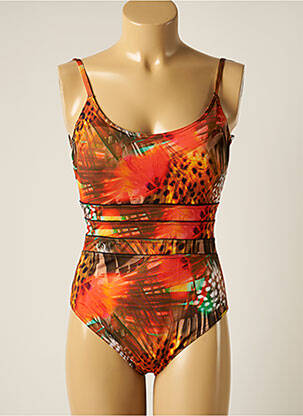 Maillot de bain 1 pièce stretch haut soutien-gorge moulé orange MISS CARAÏBES femme