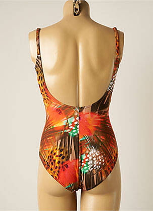 Maillot de bain 1 pièce stretch haut soutien-gorge moulé orange MISS CARAÏBES femme