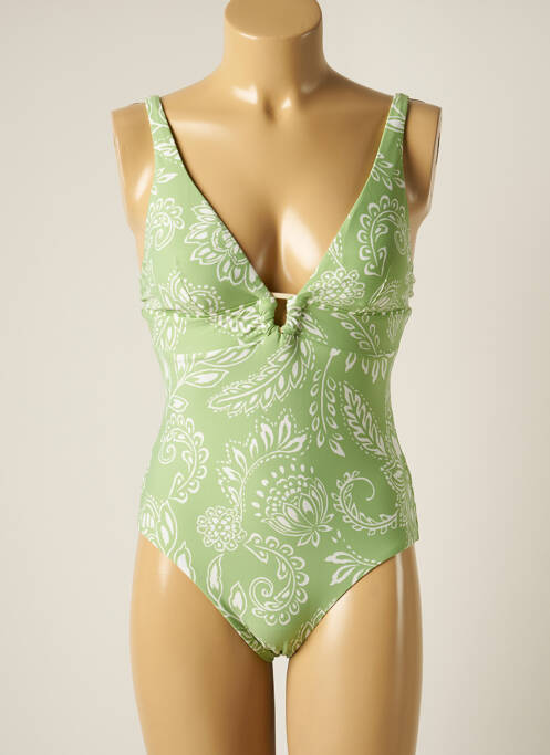 Maillot de bain 1 pièce bretelles élastiquées amovibles haut soutien-gorge avec mousse de rembourrage amovible vert SEAFOLLY femme