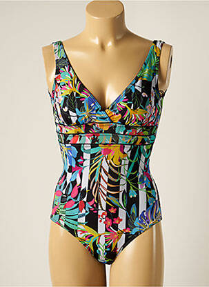 Maillot de bain 1 pièce stretch haut triangles noir MISS CARAÏBES femme