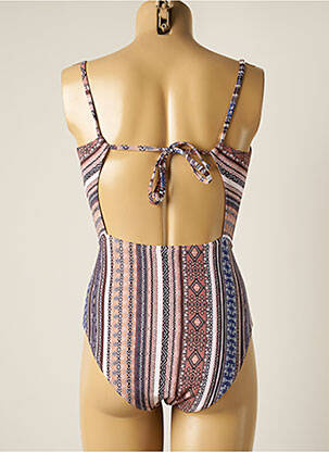 Maillot de bain 1 pièce effet matière satinée haut triangles beige PIHA femme