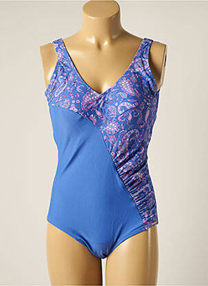 Maillot de bain 1 pièce stretch haut soutien-gorge moulé bleu YSABEL MORA femme
