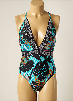 Maillot de bain 1 pièce bretelles élastiquées amovibles haut triangles bleu OLYMPIA femme