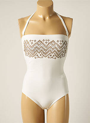 Maillot de bain 1 pièce bretelles élastiquées amovibles haut bandeau blanc TESSY femme