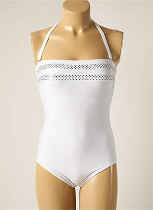 Maillot de bain 1 pièce bretelles élastiquées amovibles blanc TESSY femme