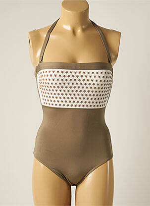 Maillot de bain 1 pièce bretelles élastiquées amovibles marron TESSY femme