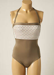 Maillot de bain 1 pièce bretelles élastiquées amovibles marron TESSY femme
