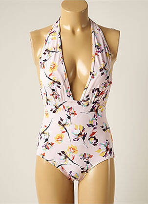 Maillot de bain 1 pièce stretch haut soutien-gorge moulé rose PIHA femme