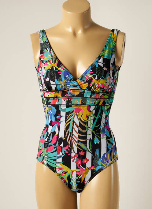 Maillot de bain 1 pièce stretch haut triangles noir MISS CARAÏBES femme