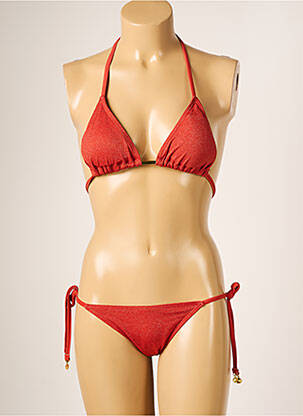 Maillot de bain 2 pièces stretch haut triangles marron LAGON BLEU femme