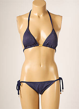 Maillot de bain 2 pièces stretch haut triangles bleu LAGON BLEU femme