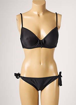 Maillot de bain 2 pièces fermeture clip haut soutien-gorge push-up noir DAG ADOM femme