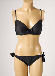 Maillot de bain 2 pièces fermeture clip haut soutien-gorge push-up noir DAG ADOM femme