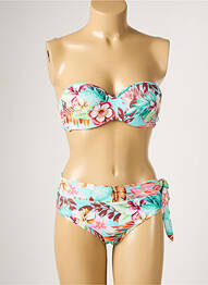 Maillot de bain 2 pièces stretch haut soutien-gorge moulé bleu YSABEL MORA femme