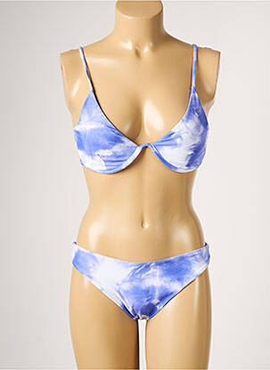 Maillot de bain 2 pièces fermeture clip haut soutien-gorge balconnet violet DAG ADOM femme