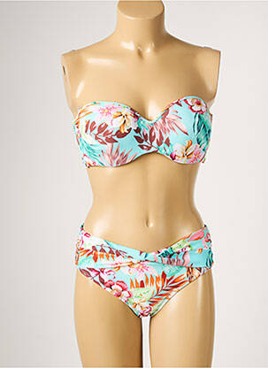 Maillot de bain 2 pièces stretch haut bandeau bleu YSABEL MORA femme