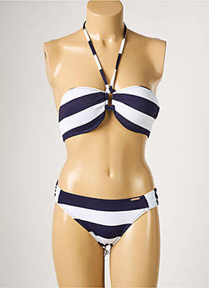 Maillot de bain 2 pièces stretch haut soutien-gorge moulé bleu YSABEL MORA femme